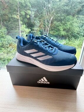 Size 9.5 - adidas Navy Blue Running Sneakers with White Stripes